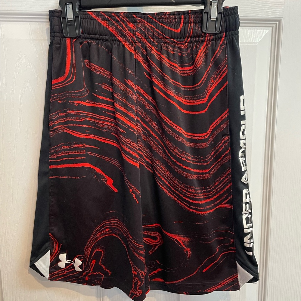Under Armour youth medium, Black and Red Athletic Shorts